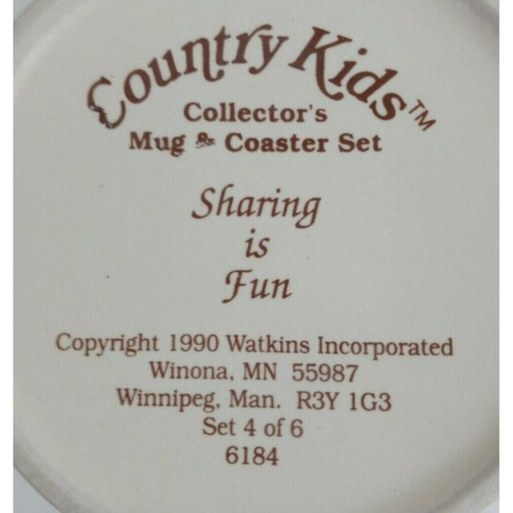 Vintage 1990 Watkins Country Kids Sharing Is Fun Coffee Cup Mug Collectible - Picture 7 of 7